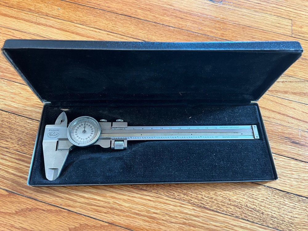 Helios Caliper Vintage Stainless - Tested & Working w/ Case