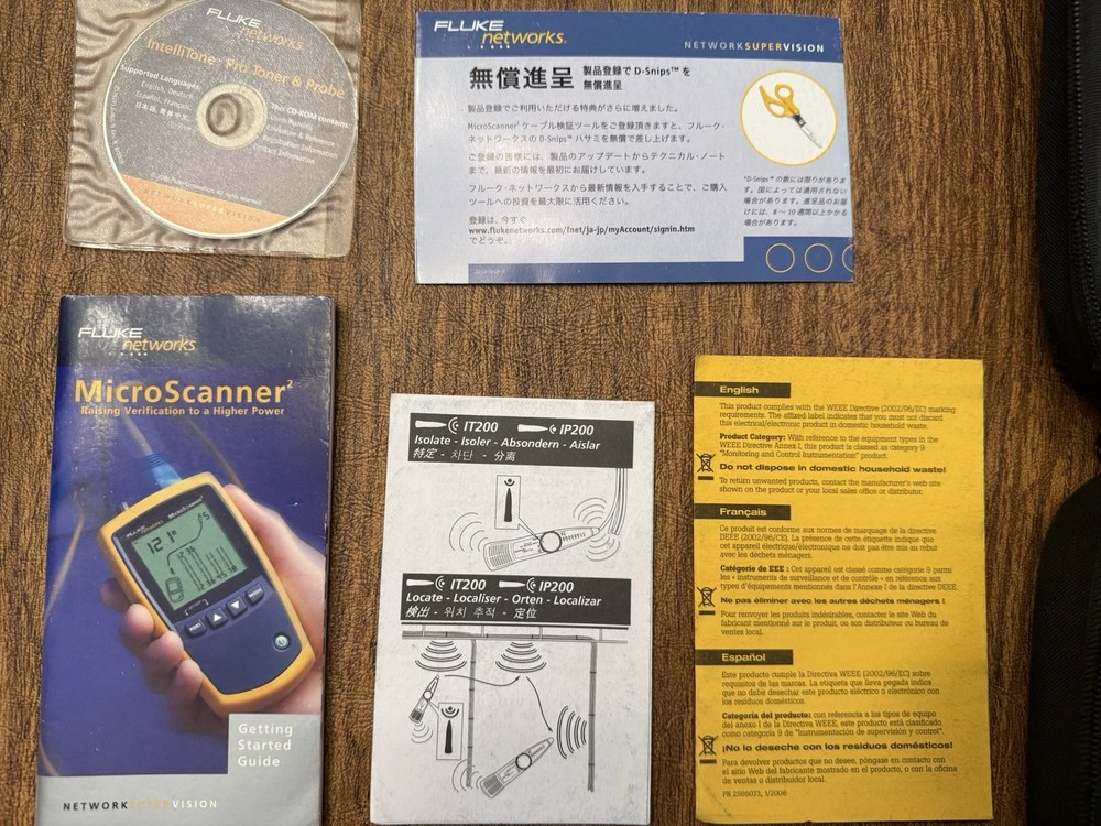 FLUKE NETWORKS MS2-KIT MICROSCANNER 2 & INTELLITONE PRO200 CABLE TESTER