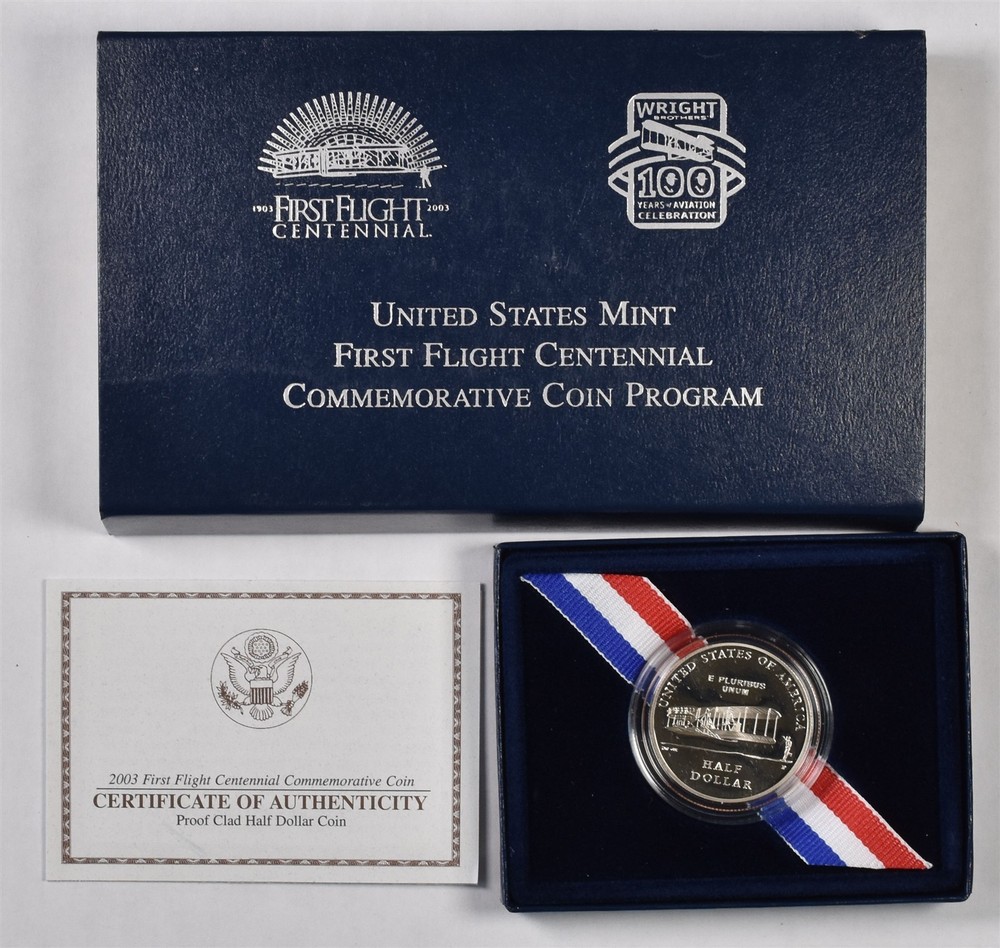 2003-P First Flight Commemorative Half Dollar With Box & COA - Proof