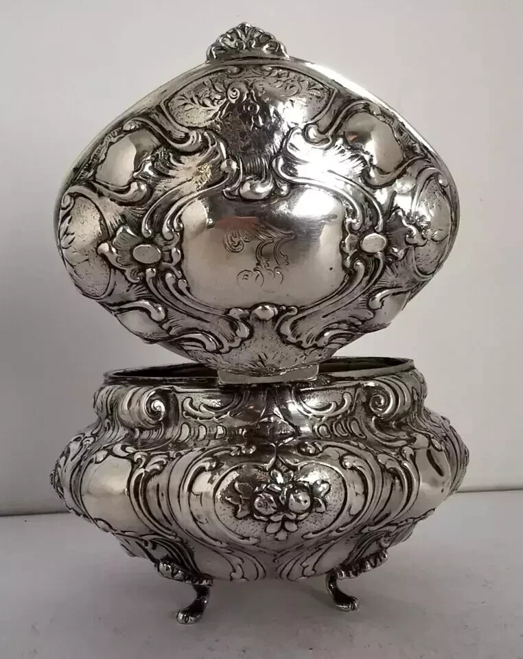 Magnificent German Solid Silver Jewellery Box Casket - 305g