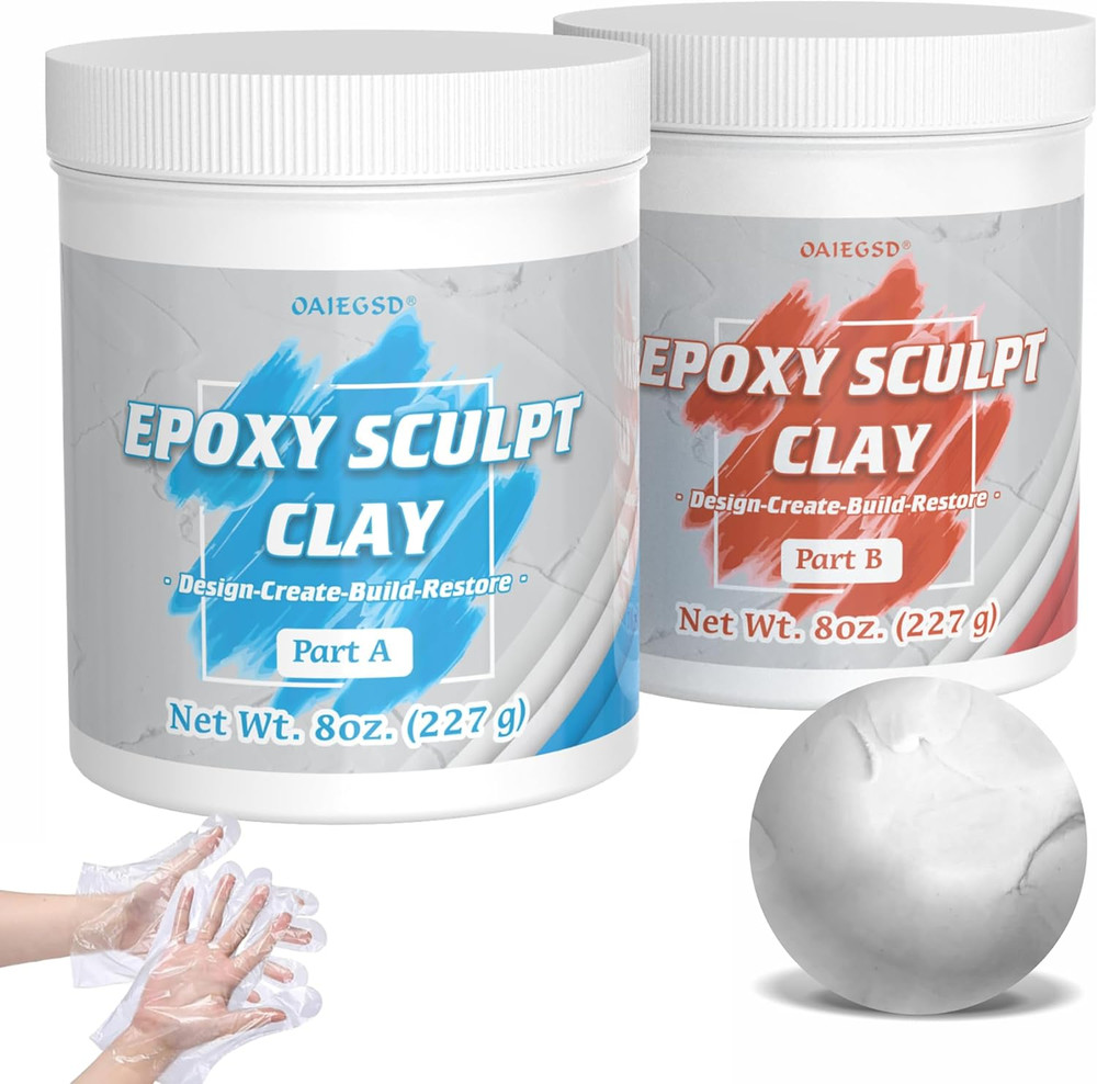 1 Pound White Epoxy Putty Sculpt Clay, 2 Part (A & B) Modeling Compound for Scul