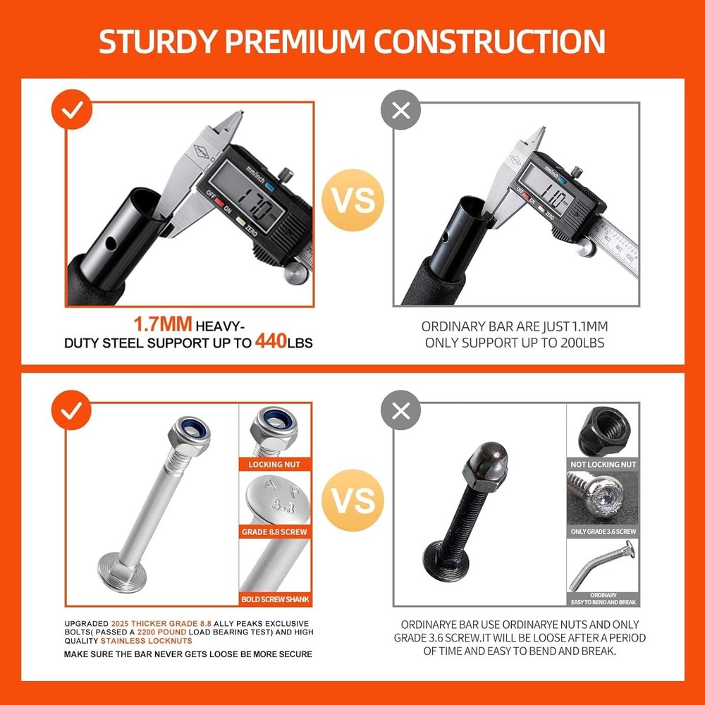 Alloy Steel Pull Up Bar for Home Gym, Heavy Duty Design with Multi-Function Use