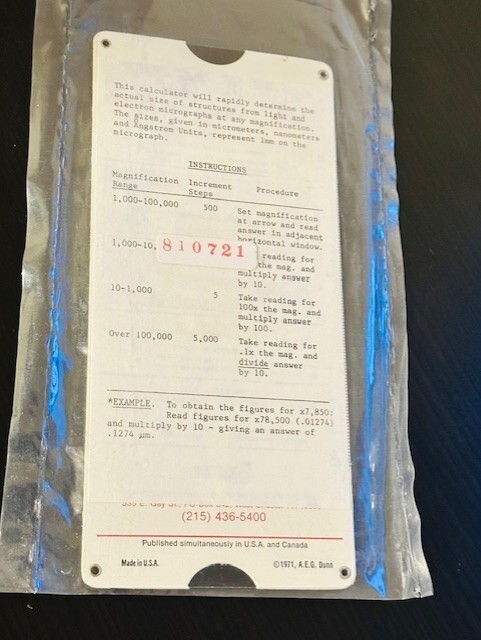 Structure Probe Inc - Ultrastructure Size Calculator Chart