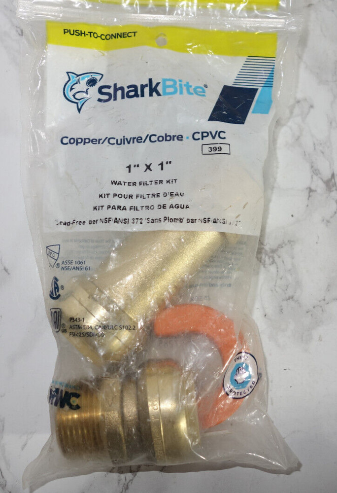 SharkBite Brass 1" inch MNPT Push-to-Connect Water Filter Filtration Install Kit
