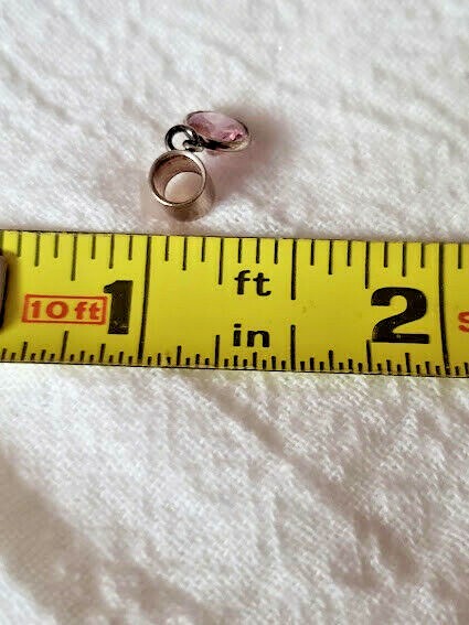 925 Sterling Silver Birthstone Bead Charm Dangle Light Amethyst