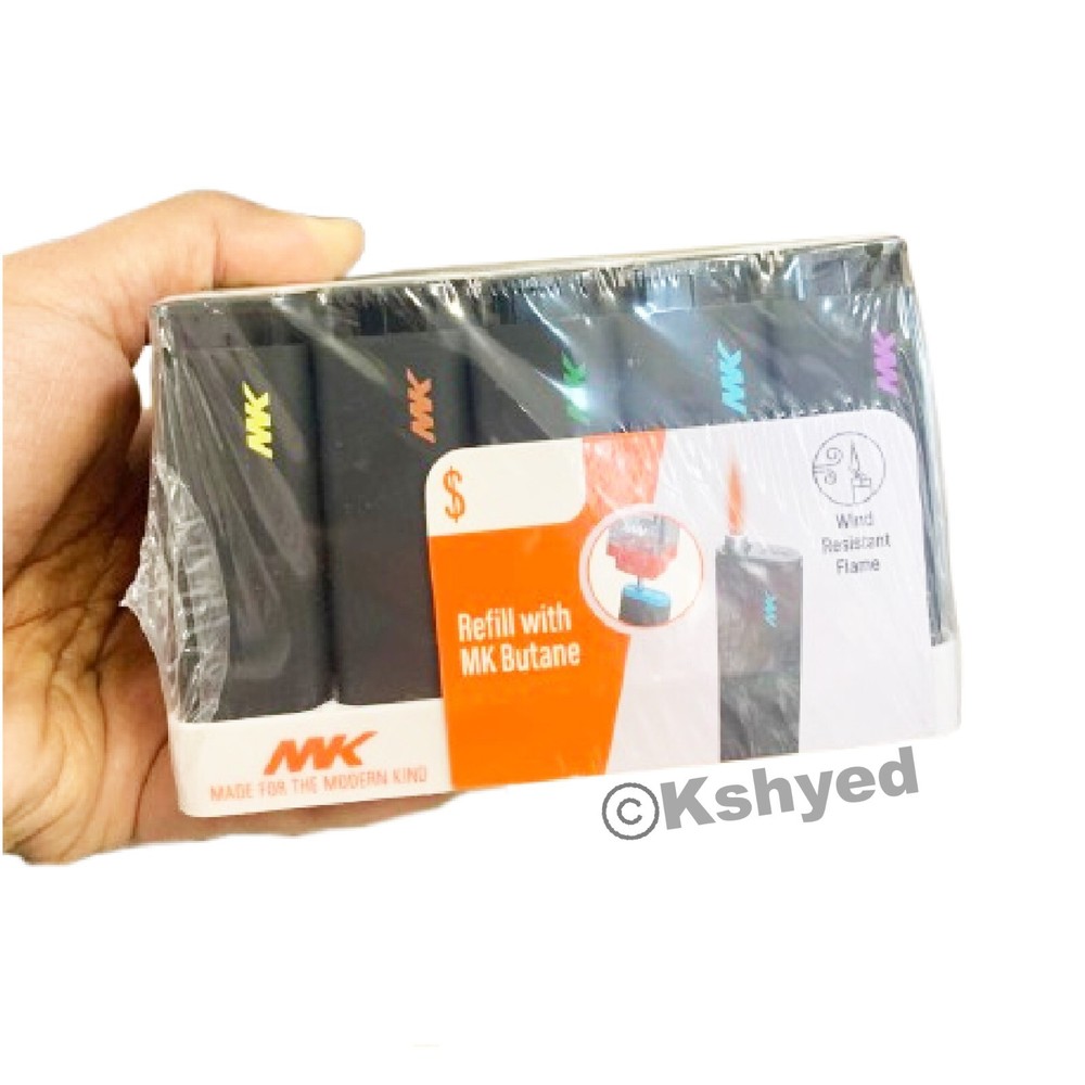 MK Jet Black Lighter, Striking Design Windproof Butane Refillable Lighter (7 Pk)