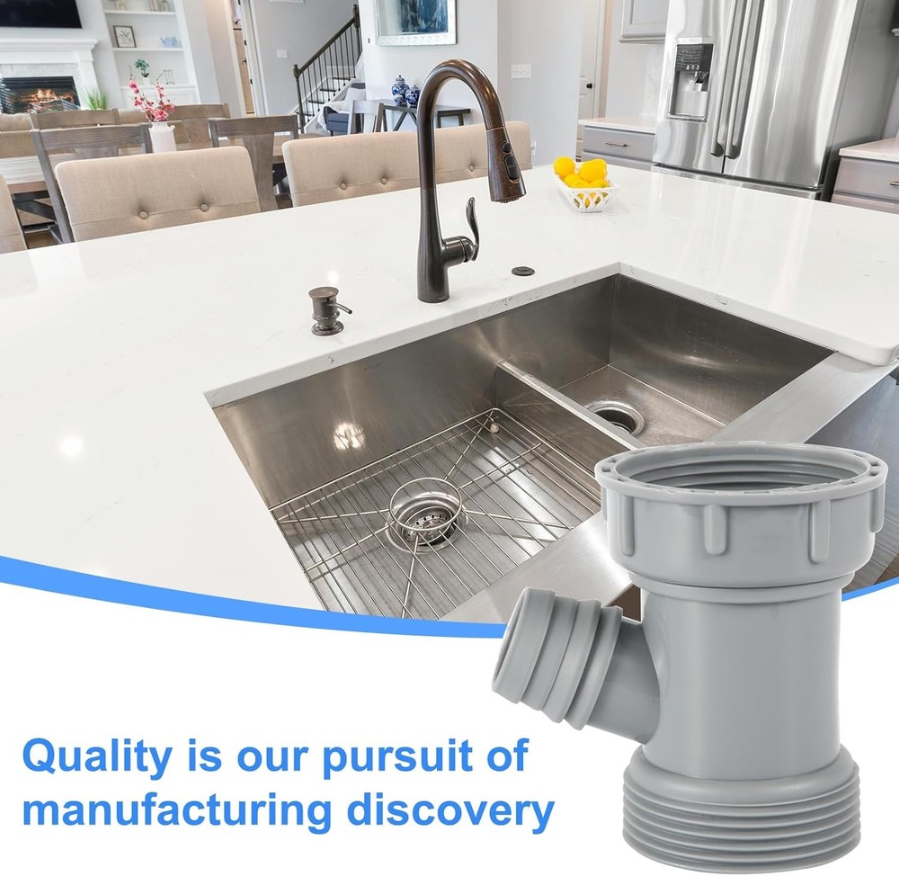 Kitchen Sink Drain Pipe Adapter, Versatile Y-Shaped Flexible M, Gray