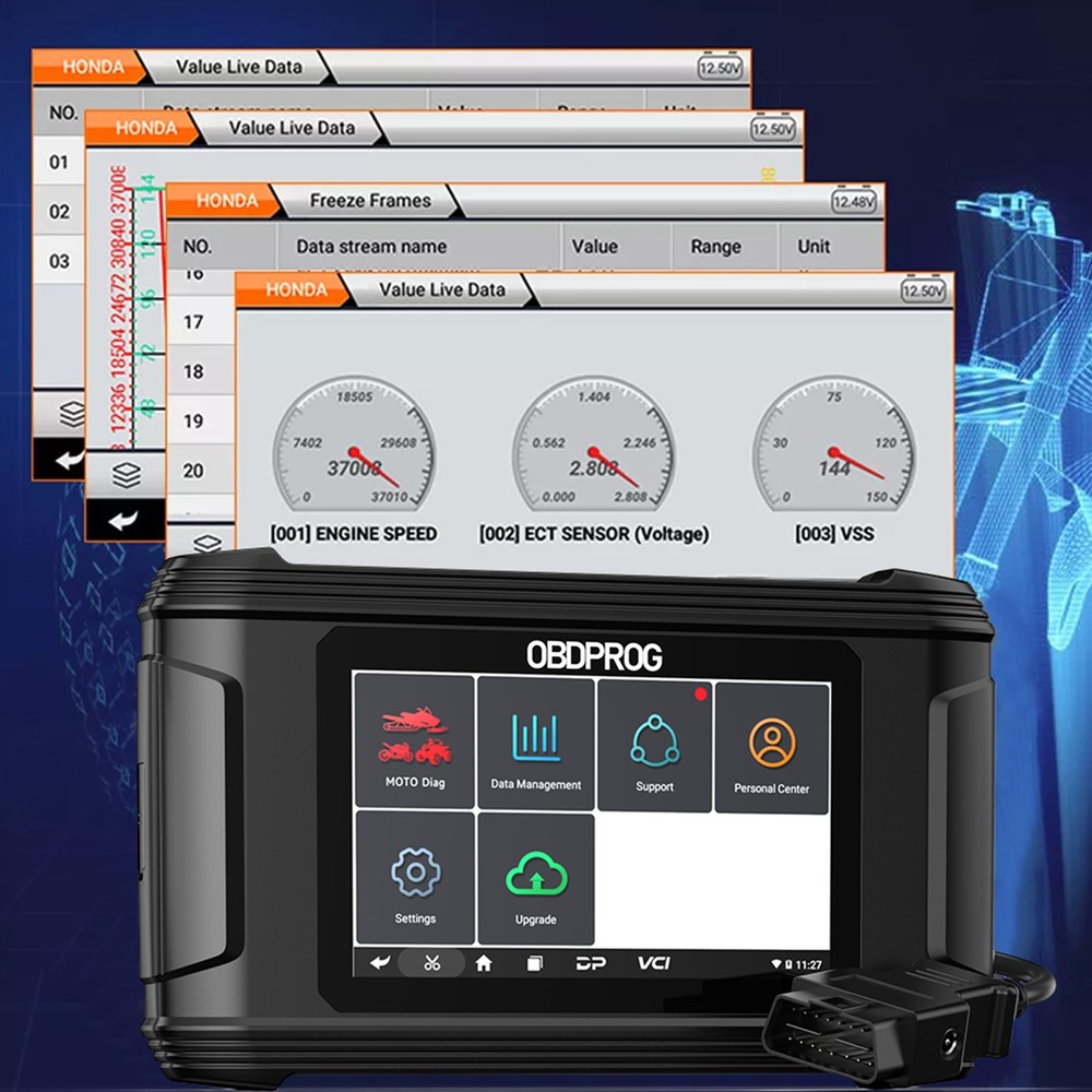 Motorcycle OBD2 Scanner All System Diagnostic Code Reader Idle Adjustment Reset