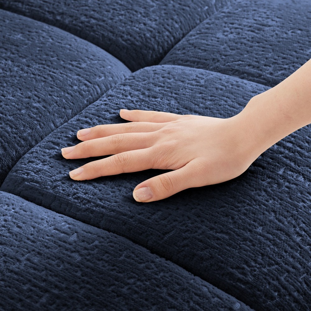 Modular Chenille Sofa with Ottoman, Tufted Design, Deep Seat, Customizable