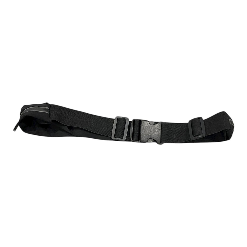 Black Running Belt Waterproof Zipper Pockets Adjustable Strap