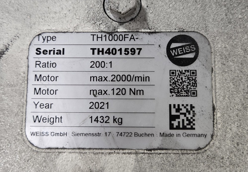 WEISS TH1000FA ROTARY INDEXER USED