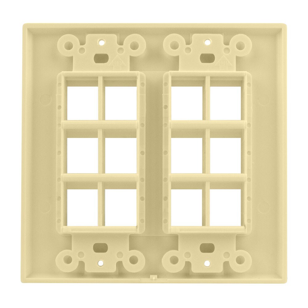 Construct Pro Double-Gang 12-Port Keystone Wall Plate (Ivory)
