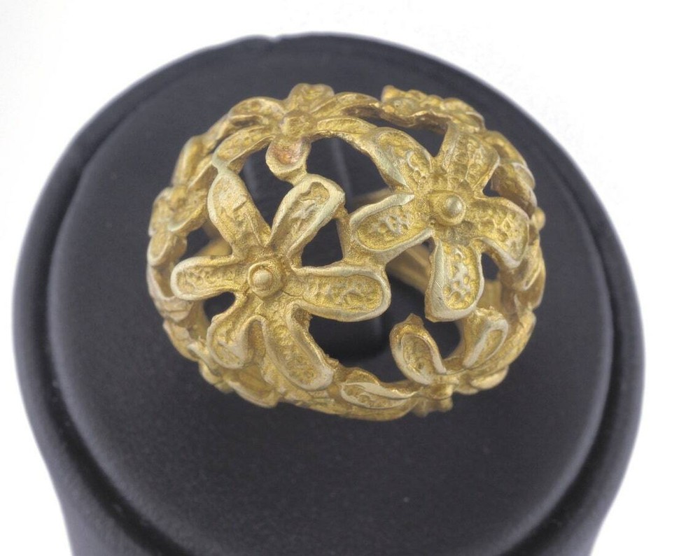 Flowers Ring Adjustable Raw brass (18mm 7.5US inner size) 2732