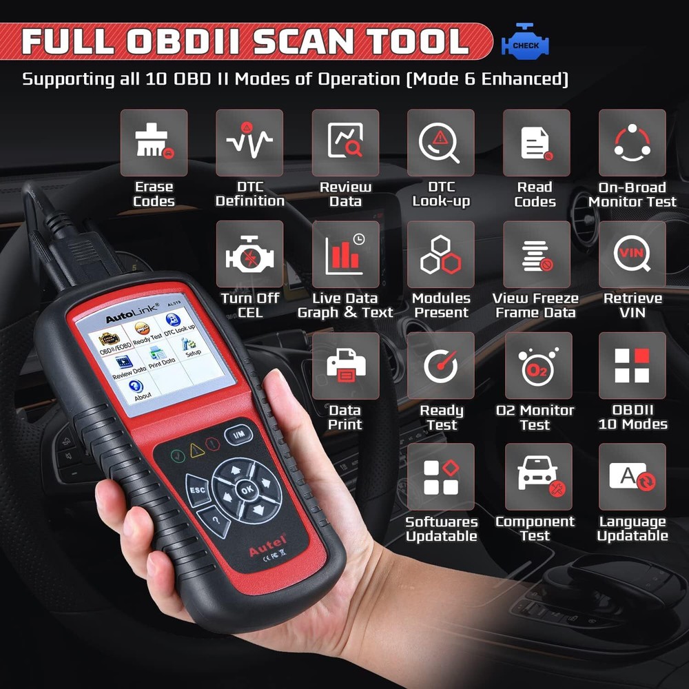 Autel AutoLink AL519 OBD2 Scanner Enhanced Mode 6 Check Engine Code Reader DTC