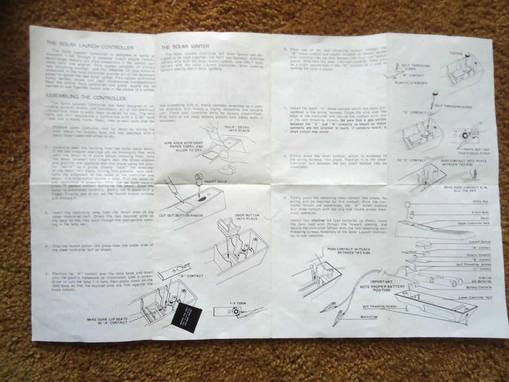 Original 70's Estes Rocket Launcher Solar Launch Controller W Manual & Key