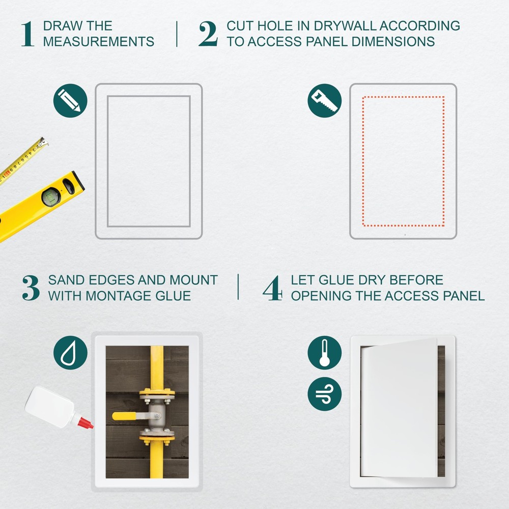 8" x 12" White Plastic Access Panel. Service Shaft Door Panel. Plumbing, Elec...