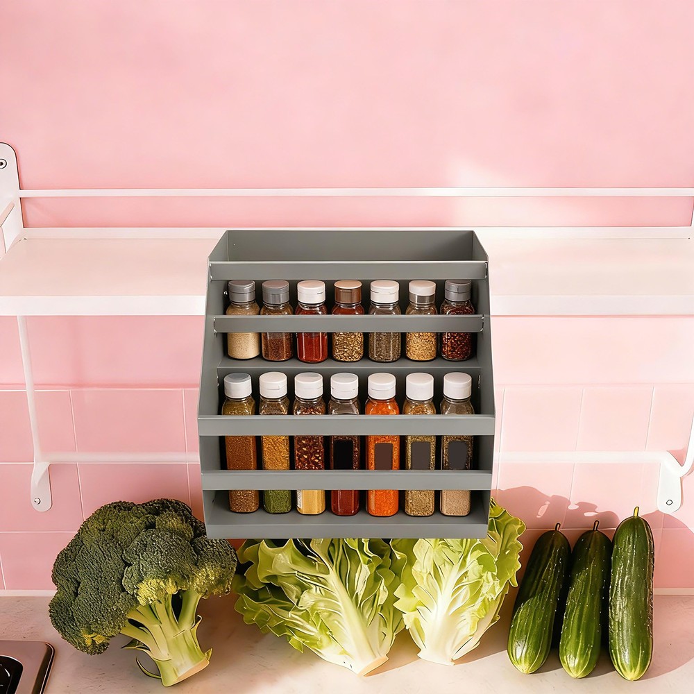 Pull Down Cabinet Organizer 2 Tier Pull-Out Cabinet Wall Shelf Spice Dishes Rack