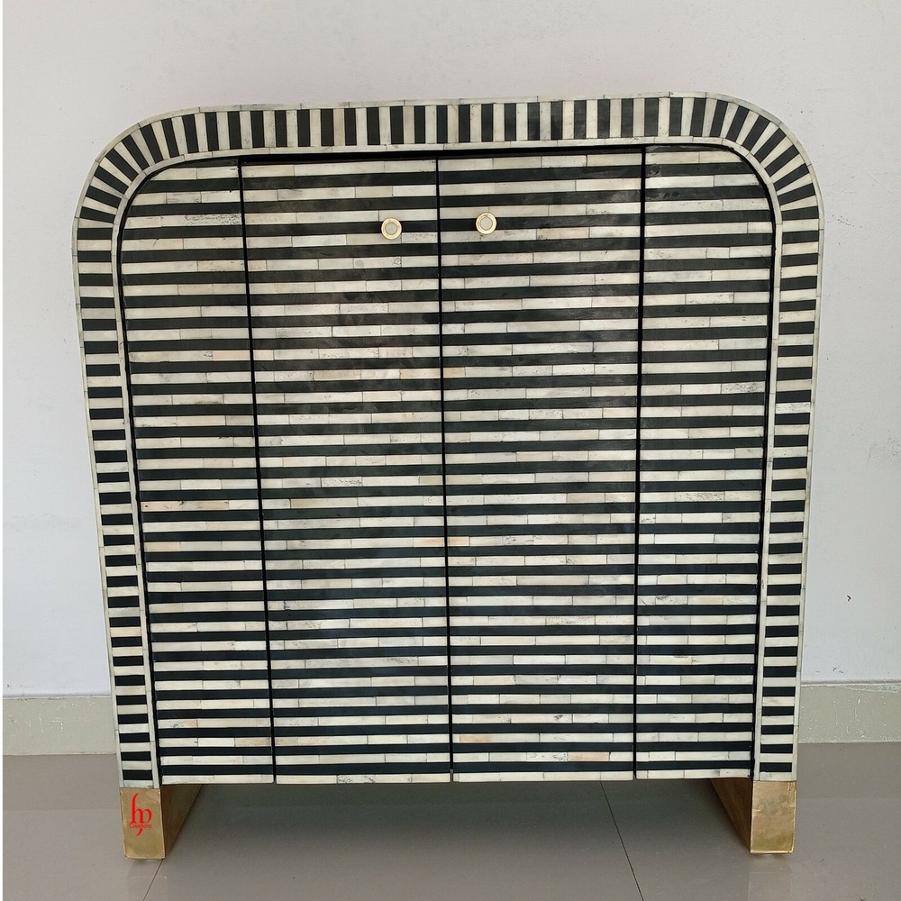 Handmade Bone Inlay Geometric Pattern Buffet| Cabinet for Home and Office Decor