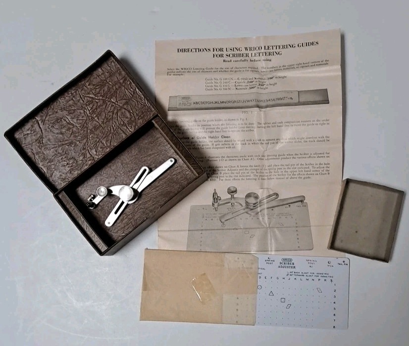 Wrico Universal Scriber Lettering Guide Drafting Tool Architect Designer Vintage