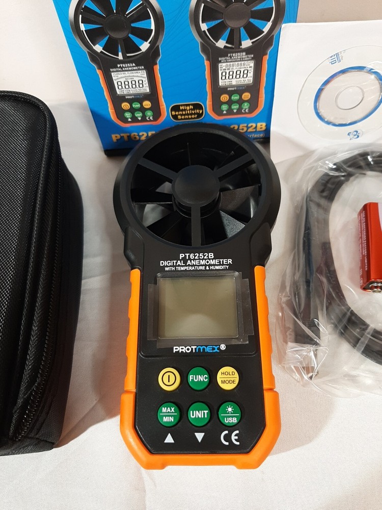 PROTMEX PT6252B DIGITAL ANEMOMETER W/ TEMPERATURE & HUMIDITY