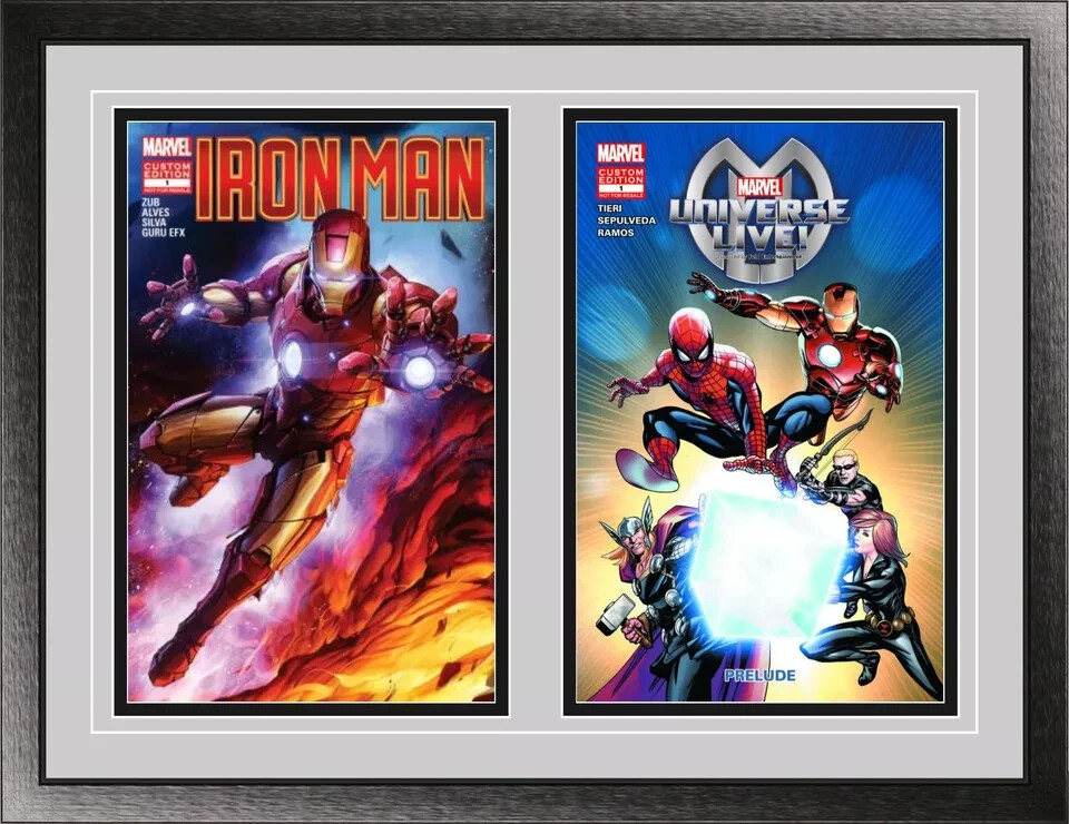 Double Comic Book Frame, Wood Frame for Current/Modern Comics UV Protected Glass