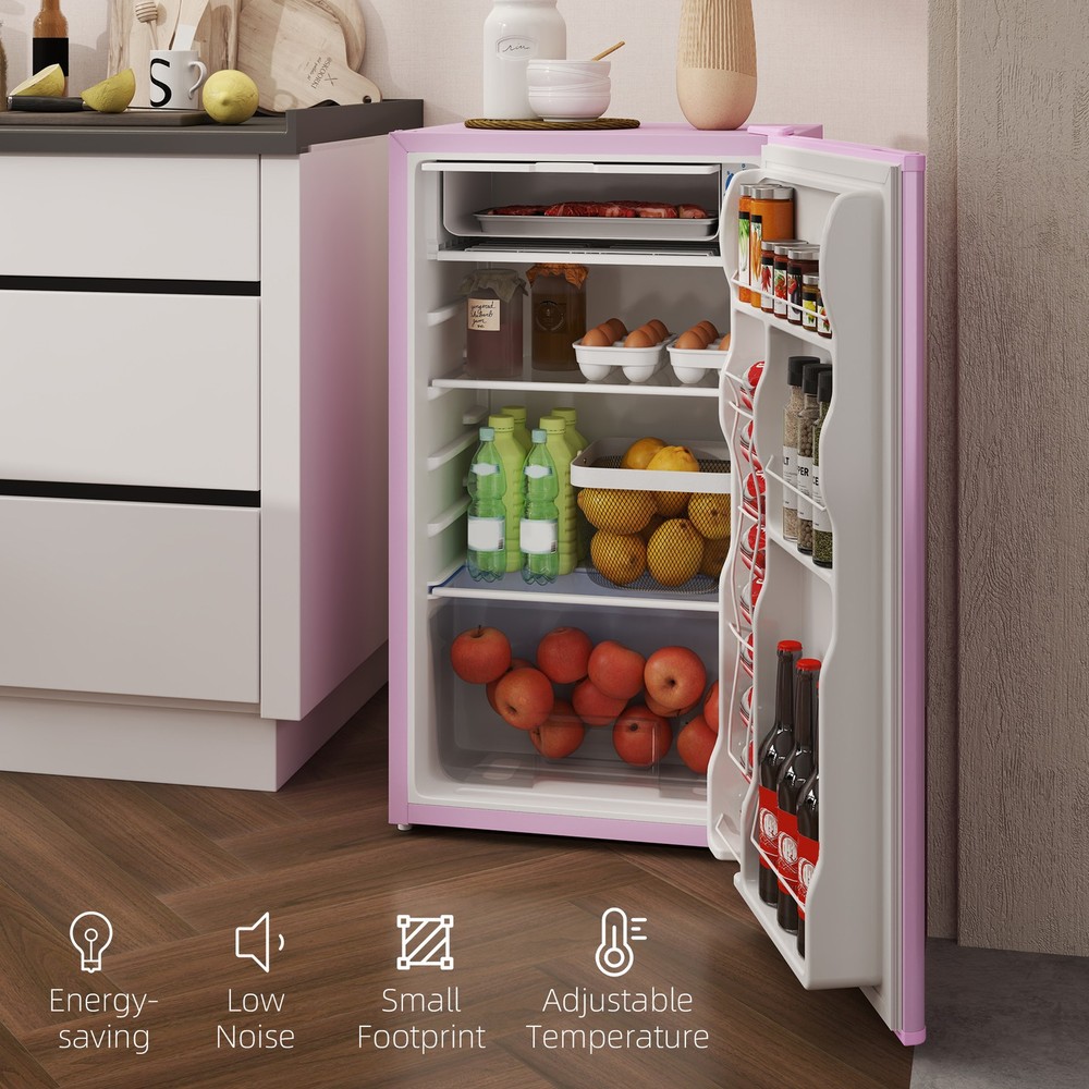 3.2 Cu.Ft Compact Refrigerator with Adjustable Thermostat, Pink