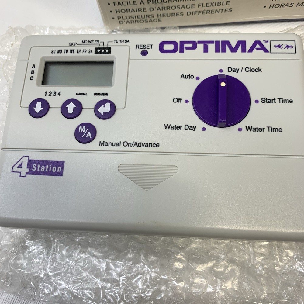 Optima 4 Station Single Program Sprinkler Timer Garden Watering Controller PRT-4