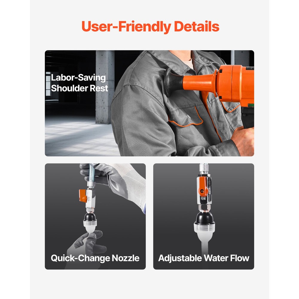 Diamond Core Drill Machine Handheld Concrete Core Drill Rig 8 in Dia 1800W