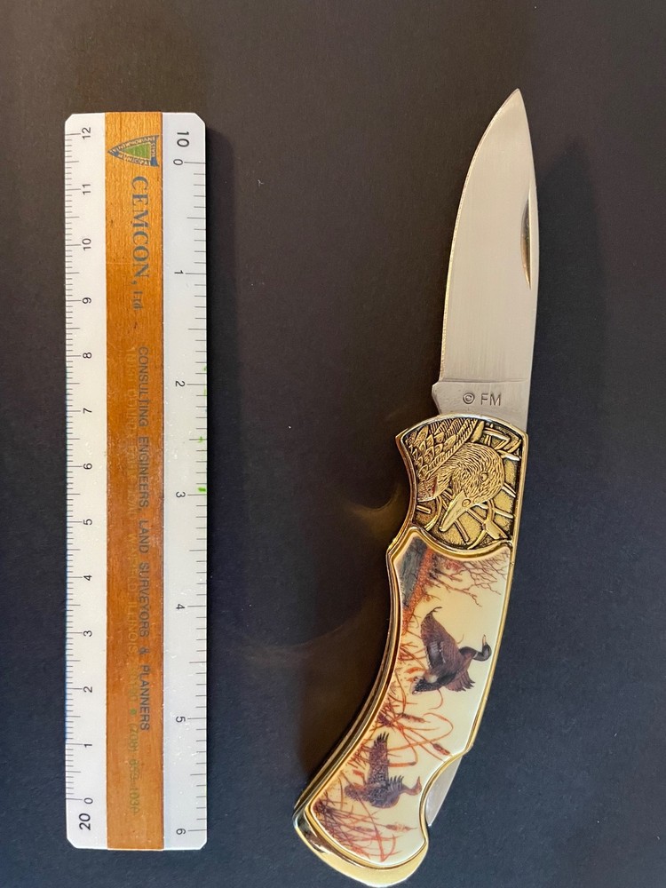 Franklin Mint Folding Collector Knife, Duck Pattern, Mallard