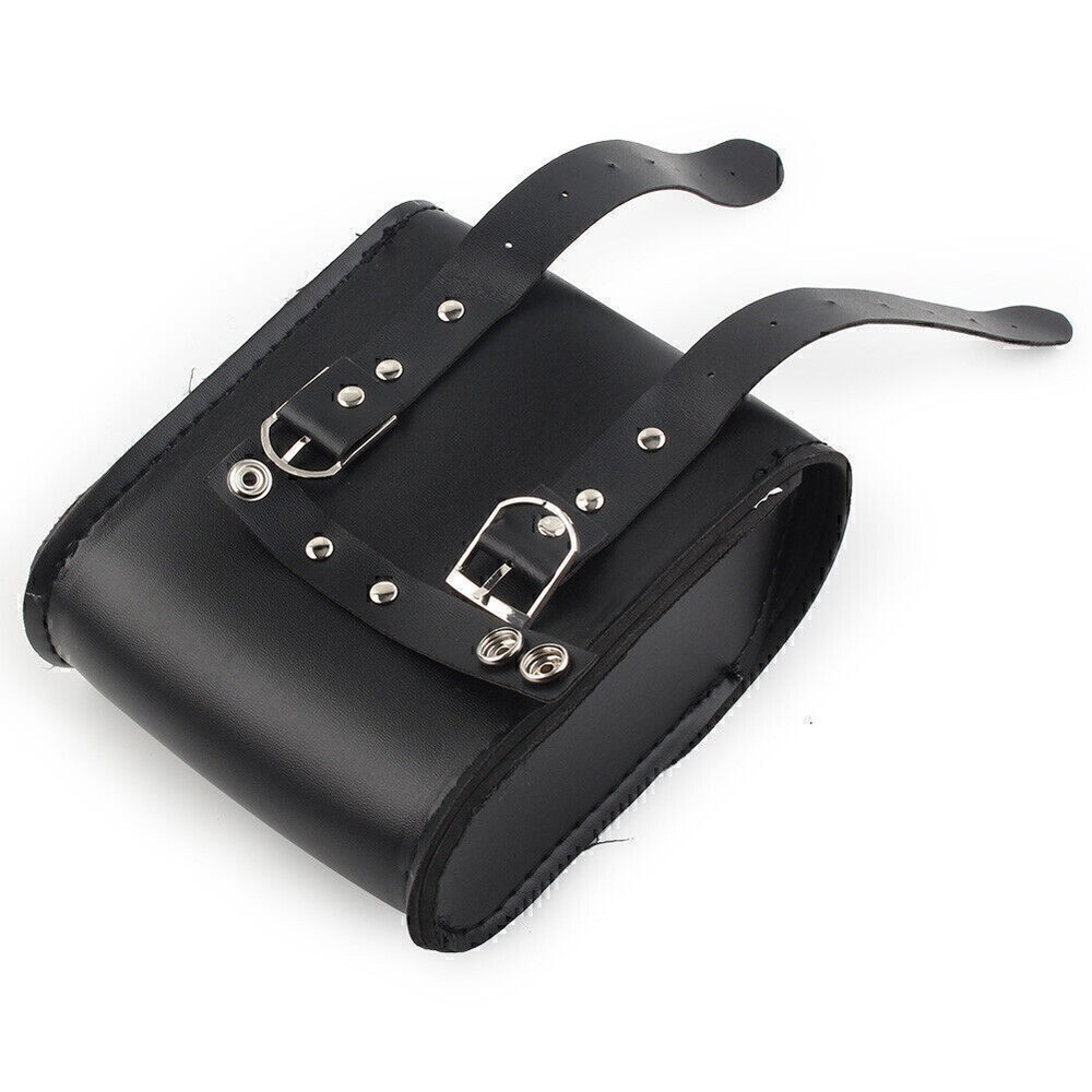 Saddle Luggage Pu Leather Side Tool Bag Storage Black Motorcycle