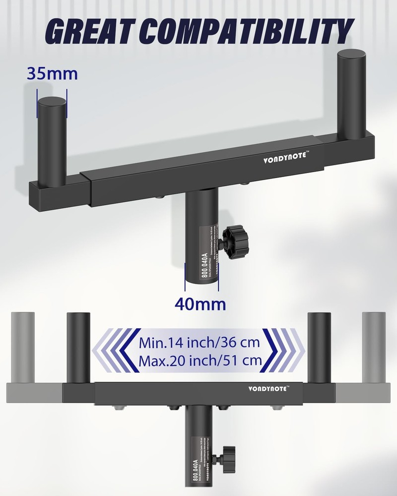 Dual Speaker Mount Bracket Set of 2 - Adjustable Width Forks