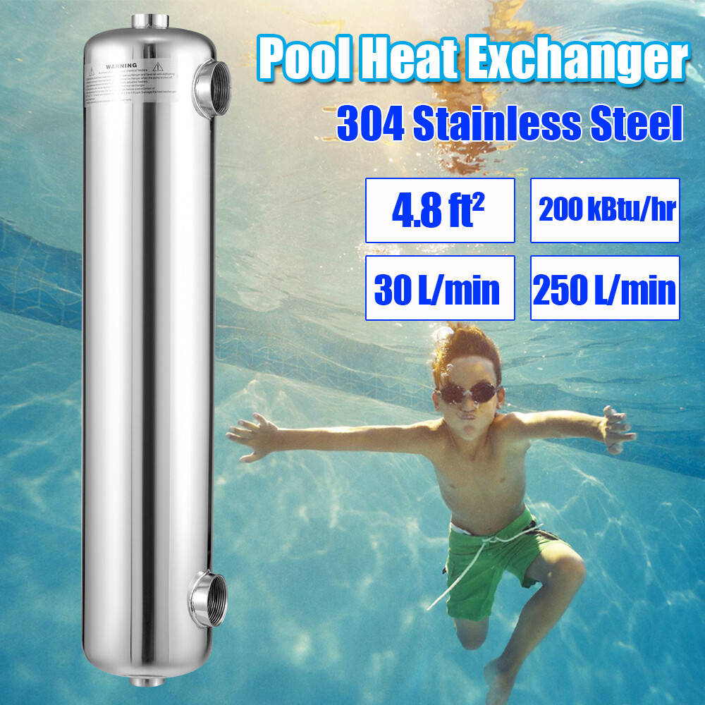 200KBTU/H Tube Shell Heat Exchanger Stainless Steel Swimming Pool Heat Exchanger