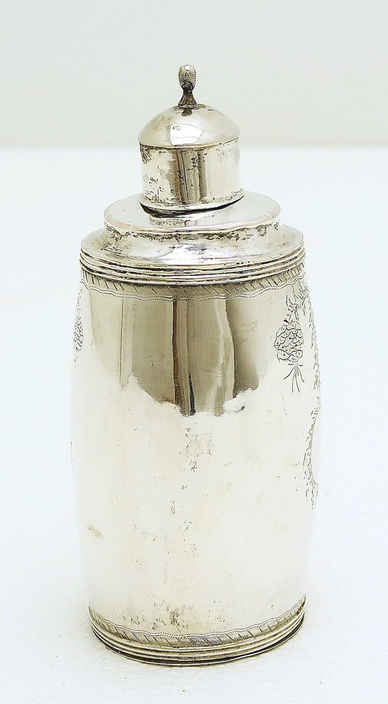 Norway Solid Silver Tea Caddy Engraved Pine cones Hallmarked AS c1790