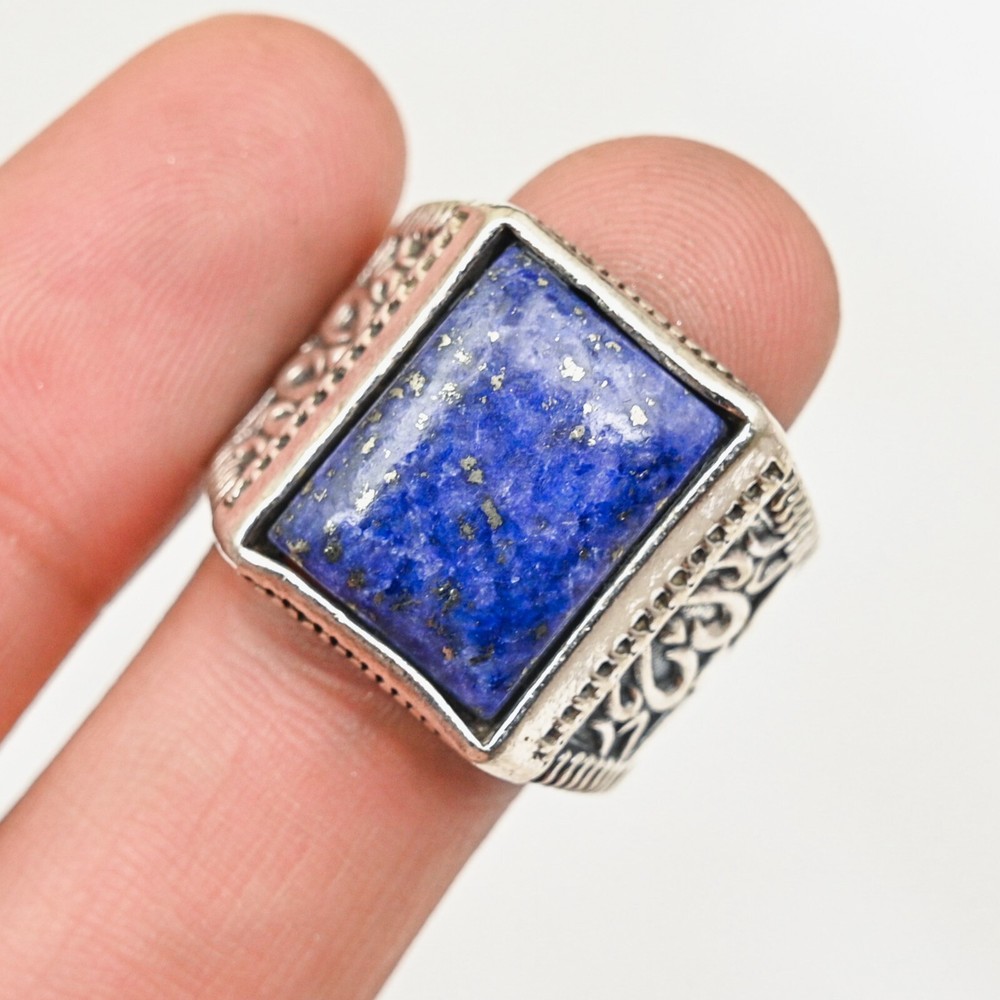 Lapis Lazuli Men's Ring Solid 925 Sterling Silver Beautiful Ring, All Size M172