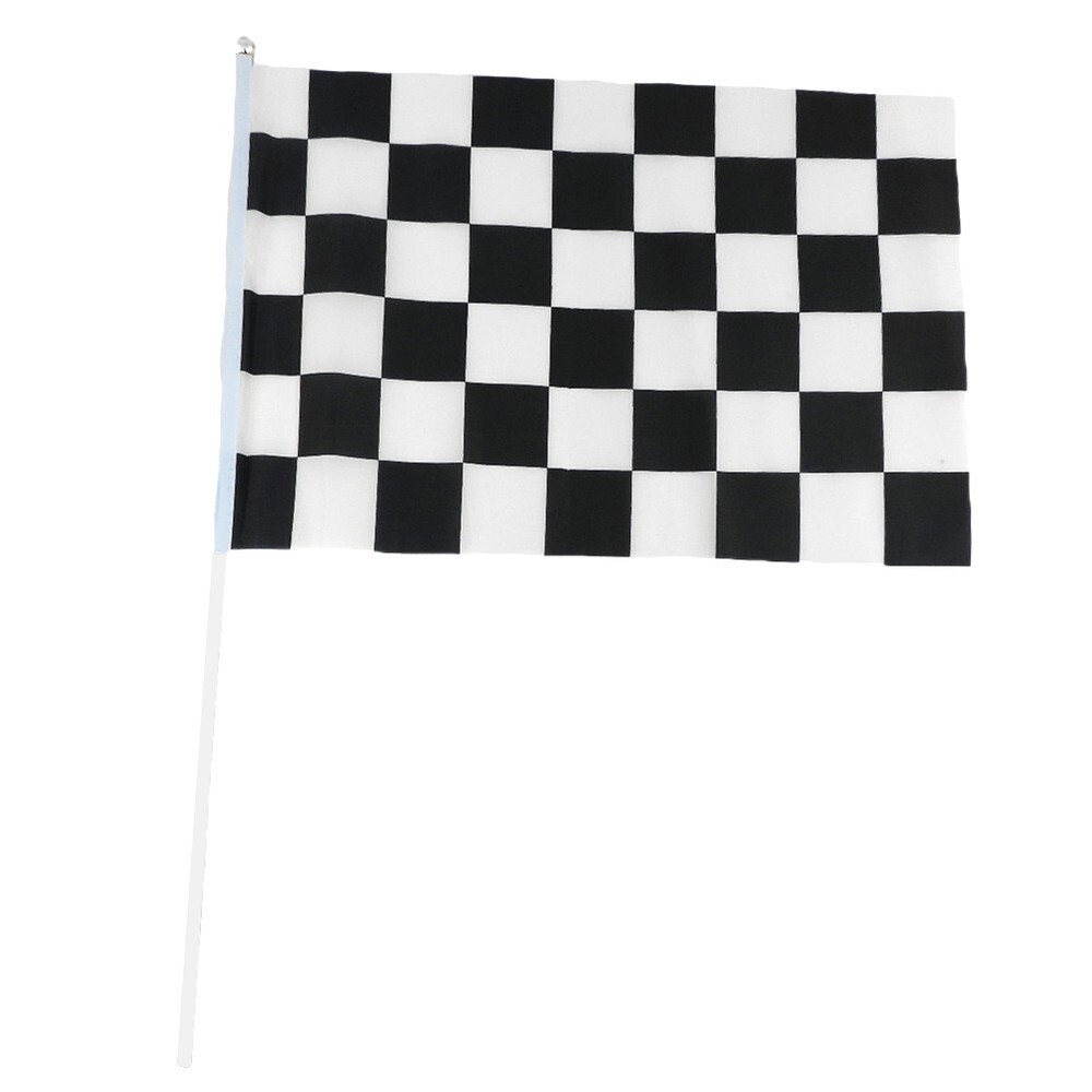 Two (2) Checkered Black & White Cloth Racing Flags