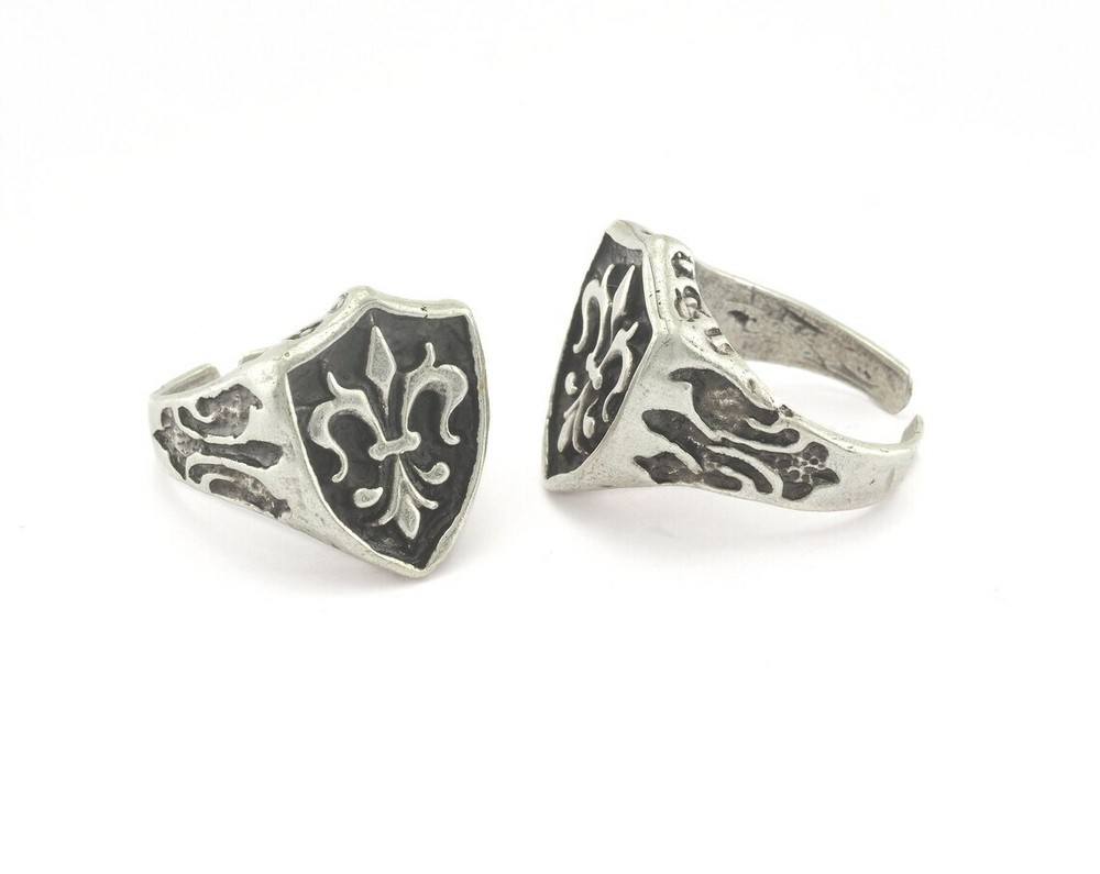 Lily Ring Logo Adjustable Ring Antique Silver Plated Brass 7US size 1955