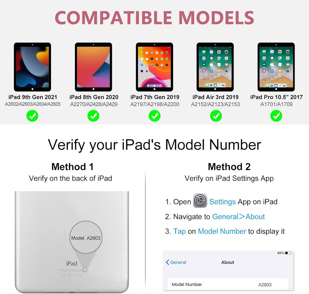 Keyboard Case for Ipad 10.2" 9Th 8Th 7Th Generation, with Detachable Bluetooth a