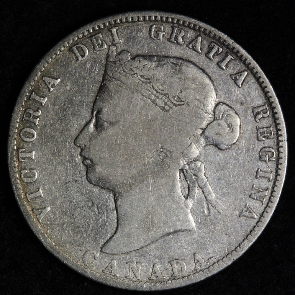 1874-H Canada SILVER Twenty Five Cents E305 ATTCH