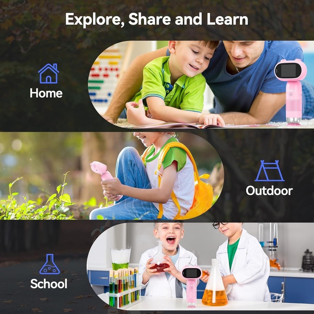 Discover Science with P30 Kids Microscope - 2" LCD & Rechargeable Battery