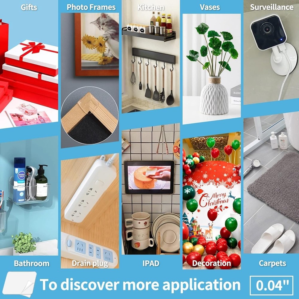 Transparent 10FT Double-Sided Mounting Tape - Multipurpose, Damage-Free Solution