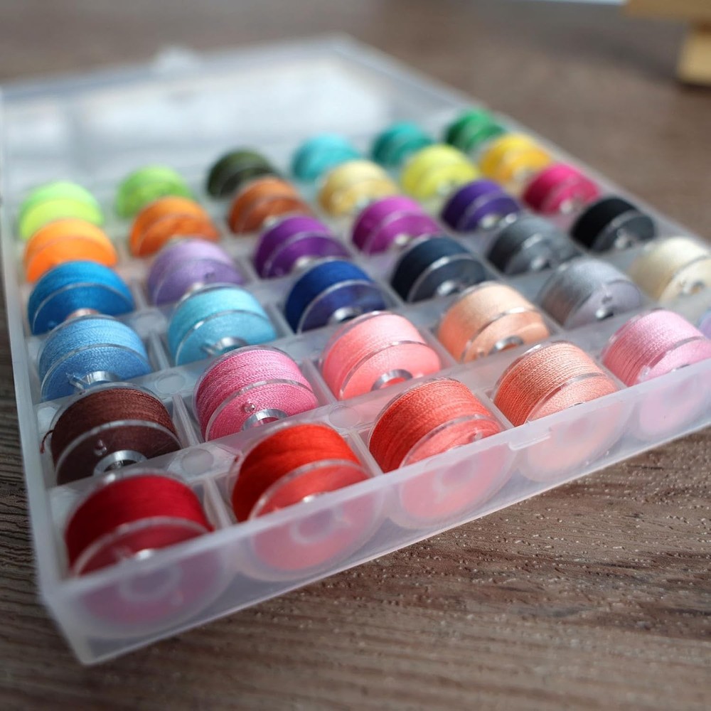 72PCS Sewing Thread Set 36 Colors with Bobbins Polyester 400 Yards Spools Kit