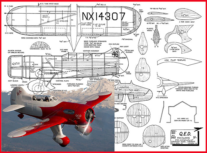 Model Airplane Plans (UC): Gee Bee QED Scale 24½" Wingspan