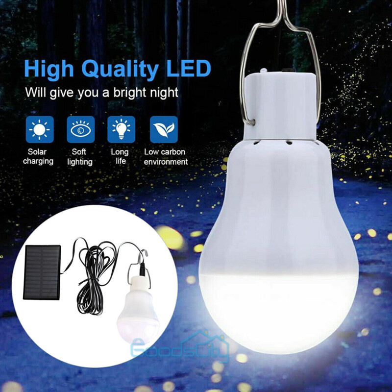 Solar Powered Rechargeable LED Bulb Camping Tent Light Lantern Lamp In/Outdoor