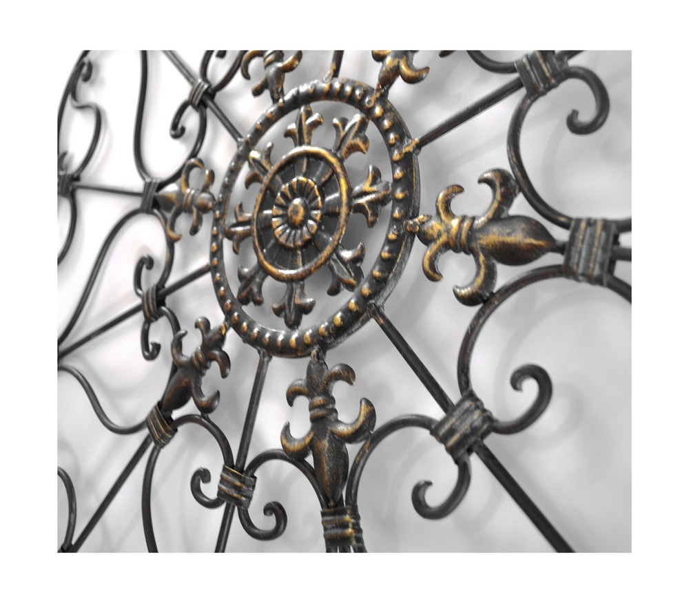 Metal Solid Mounted Medallion Hand-painted Wall Decor 30"x30", Large Metal Ho...