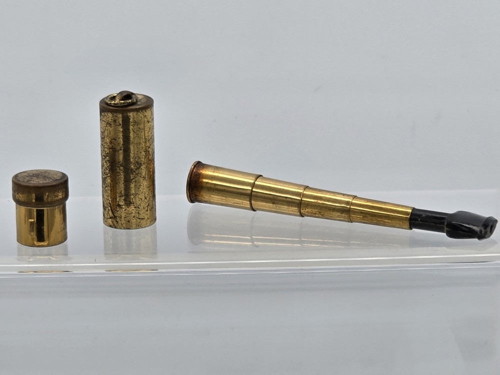 Vintage Scope Brass Telescoping Cigarette Holder With Container