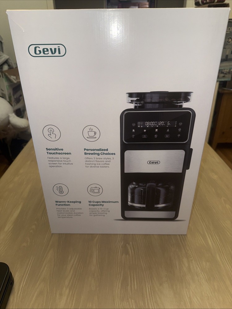 Gevi 10-Cup Drip Coffee Maker with Built-in Burr Grinder & Programmable Timer