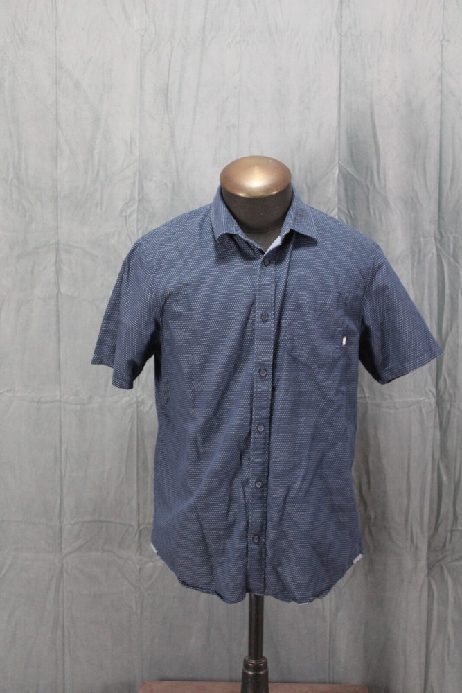 Button Down Shirt - Vans Blue and White Dot Pattern - Men's Medium