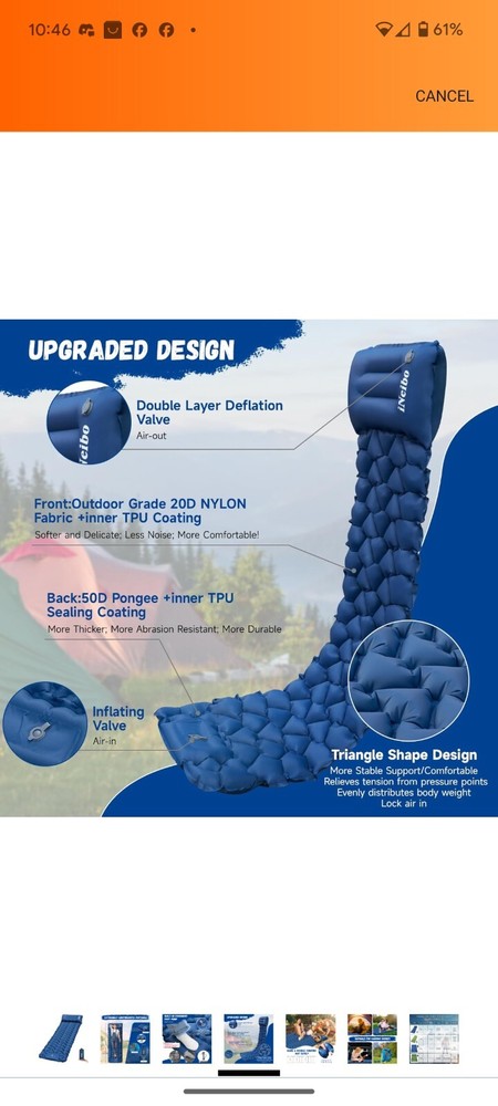 iNeibo Sleeping Pad for Camping - Inflatable Sleeping Pad with Pillow...