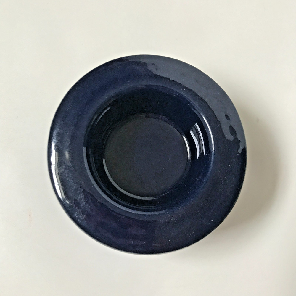 Burgeler Keramik Germany Tea light holder Blue white dot