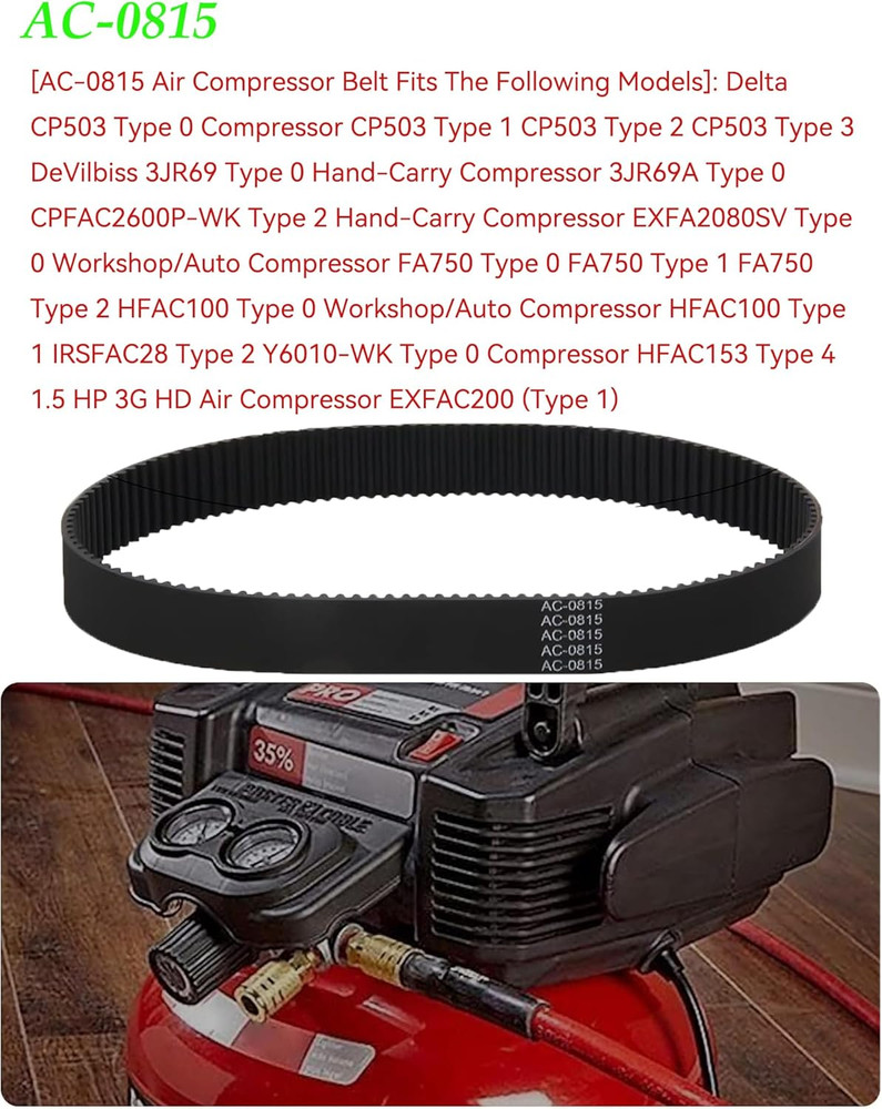 AC-0815 Air Compressor Timing Belt Fit for Dewalt